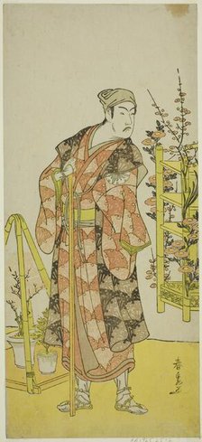 The Actor Matsumoto Koshiro IV as the Plant Seller Awashima no Yonosuke in the Play..., c. 1781. Creator: Katsukawa Shunsen.