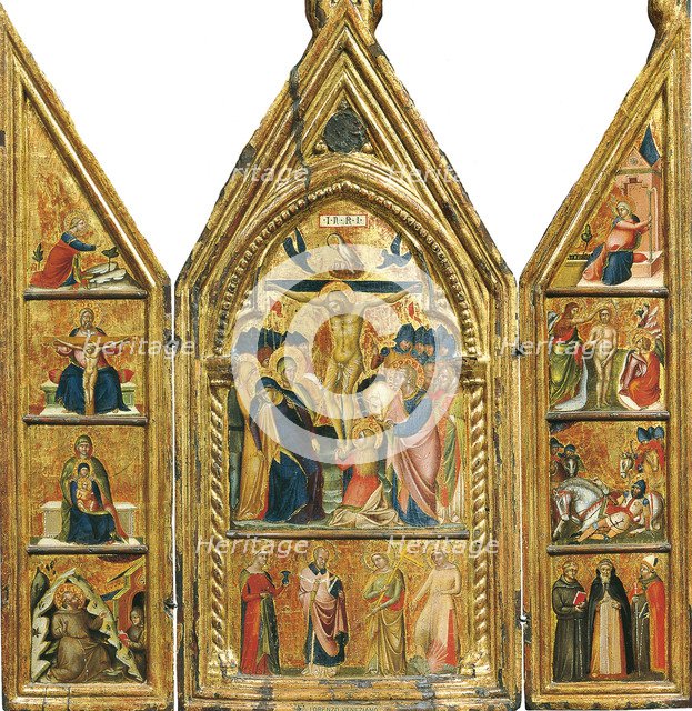 Portable Triptych with a central Crucifixion. Artist: Veneziano, Lorenzo (active 1356-1372)