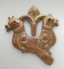 Plaque with addorsed birds or mythical animals, Late 7th-8th century. Creator: Unknown.