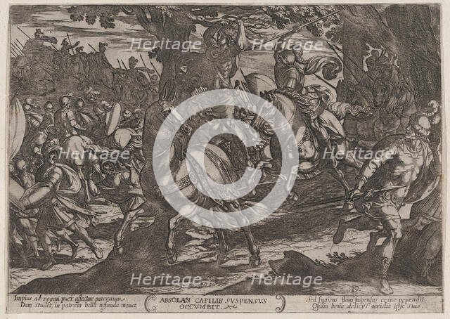 Plate 19: Jacob Killing Absalom, from The Battles of the Old Testament, ca. 1..., ca. 1590-ca. 1610. Creator: Antonio Tempesta.