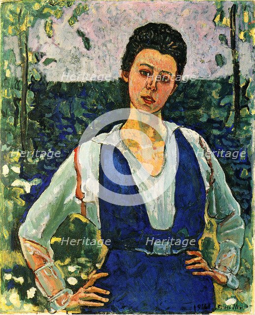 Portrait of Gertrud Müller in the garden, 1916.