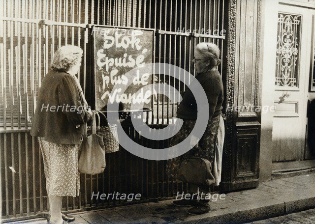 Butcher sold out of meat, Paris, 20th century. Artist: Unknown