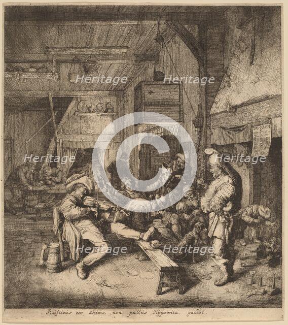 Violin Player Seated in a Tavern, 1685. Creator: Cornelis Dusart.