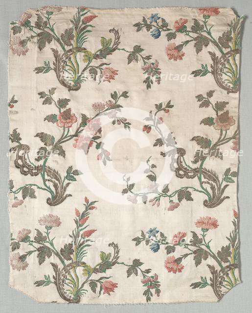 Fragment of Satin Brocade, mid 1700s. Creator: Unknown.