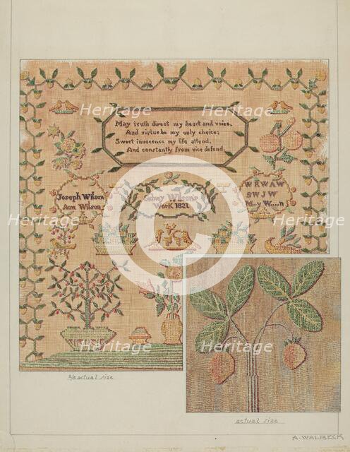 Sampler, c. 1937. Creator: Alfred Walbeck.