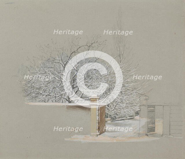 Snowy Trees at Annankatu 15, 1867. Creator: Magnus von Wright.