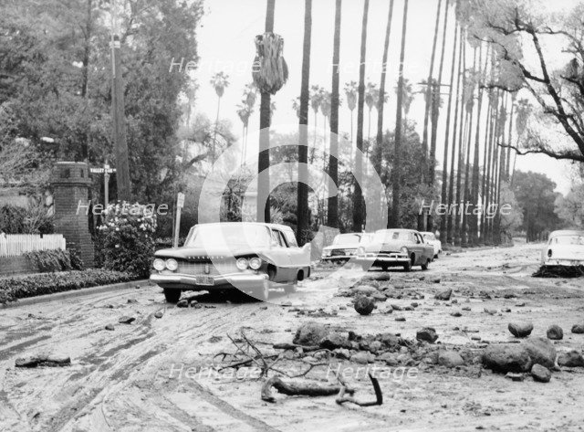 Flood damaged street, Los Angeles, California, USA, c1960. Artist: Unknown