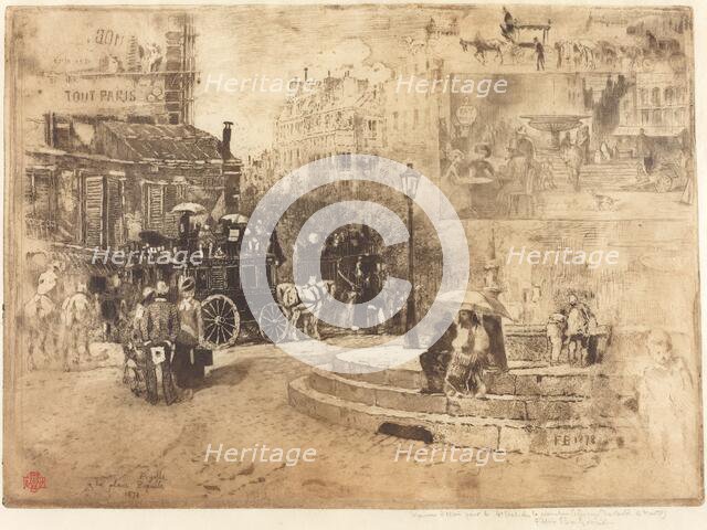 La Place Pigalle en 1878 (Place Pigalle in 1878), 1878. Creator: Felix Hilaire Buhot.