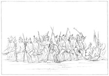 Dog dance of the Sioux, 1841.Artist: Myers and Co