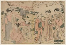 Women Viewing Cherry Blossoms at Asukayama, 1780s. Creator: Katsukawa Shuncho (Japanese).