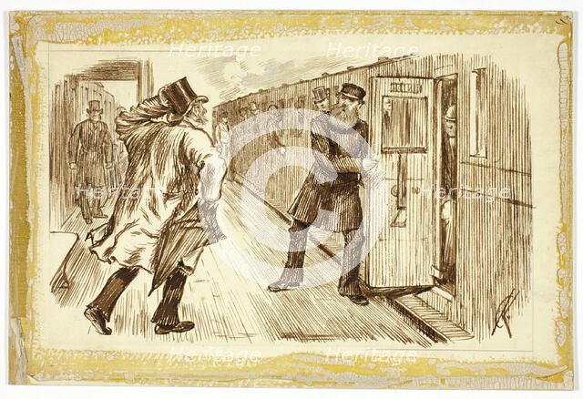 Man Catching Train, 1843-1891.  Creator: Charles Samuel Keene.
