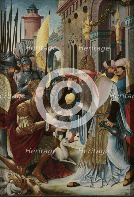 Meeting of Abraham and Melchizedek (inner, left wing of a triptych), c.1510-c.1520. Creator: Anon.