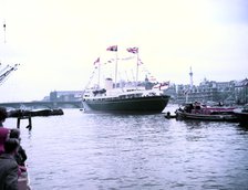 The Royal Yacht 'Britannia' on the River Thames in London, c1955.  Creator: Arthur Charles Kirby Ware.