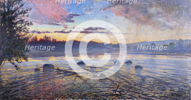 Evening at Motala ström, 1894. Creator: Fahlcrantz, Axel (1851-1925).