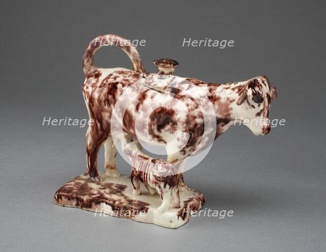 Cow Creamer with Calf, Staffordshire, 1770/95. Creator: Staffordshire Potteries.