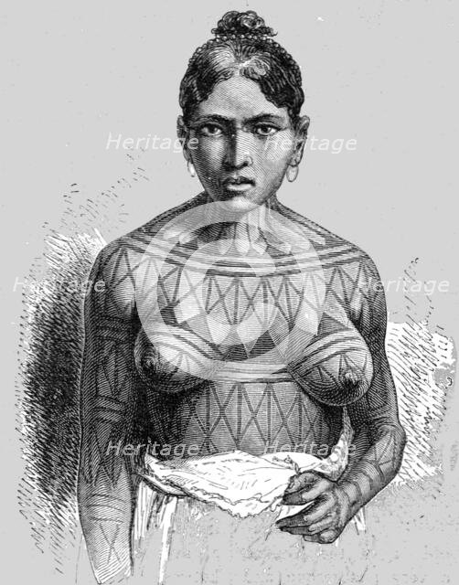 'Mundi Rucu Girl, Tatooed; A Trip up the Trombetas', 1875. Creator: Unknown.