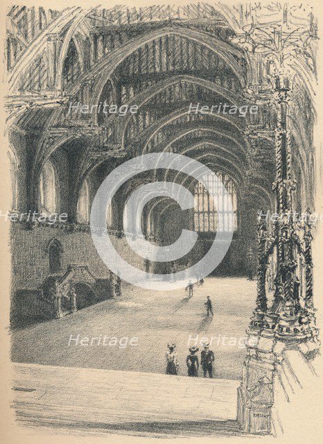 'Interior of Westminster Hall, Westminster Palace', 1902. Artist: Thomas Robert Way.