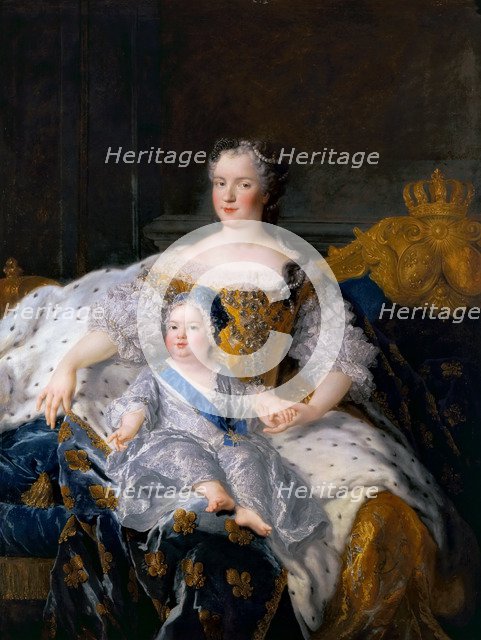 Marie Leszczynska with Louis, Dauphin of France. Artist: Belle, Alexis Simon (1674-1734)