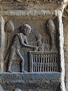 Bas-relief in the arch of the façade of the Monastery of Santa Maria de Ripoll in which the 12 mo…