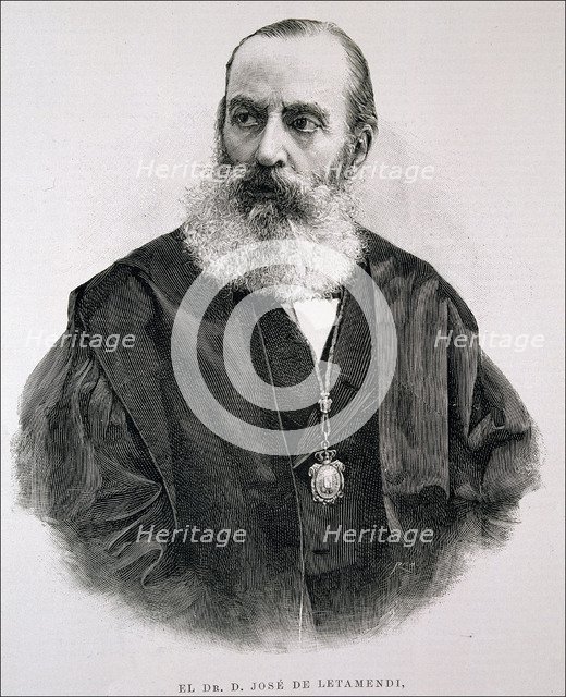 José de Letamendi (1828-1952), Spanish doctor. Engraving in the 'Ilustración Española y Americana'.