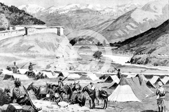 The Chitral Expedition: post of Janbatai, on the road to Dir, looking up the Barawal Valley, 1895. Creator: George Meisenbach.