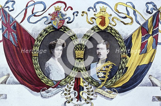 Crown Prince Gustaf VI Adolf of Sweden and Crown Princess Margaret, 1905. Artist: Unknown