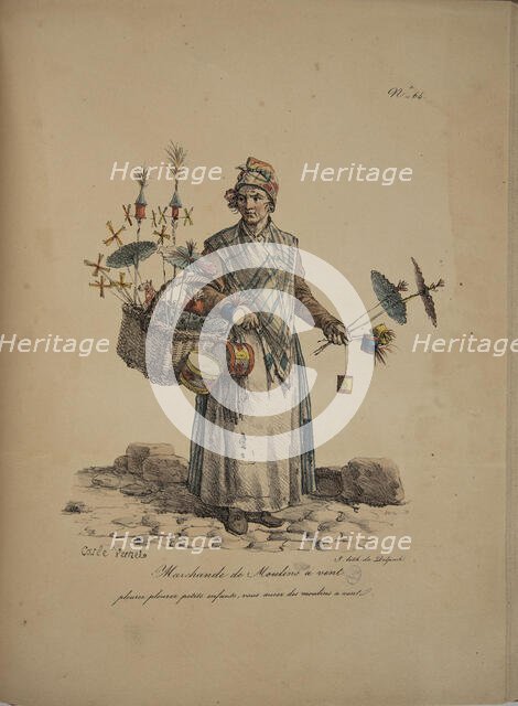 Marchande de moulins à vent. From the Series "Cris de Paris" (The Cries of Paris), 1815. Creator: Vernet, Carle (1758-1836).