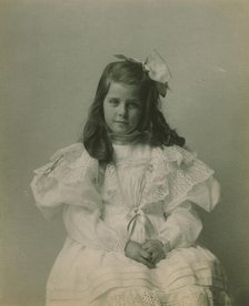 Miss Martha Cameron, three-quarter length portrait, seated, facing front, between 1890 and 1910. Creator: Frances Benjamin Johnston.