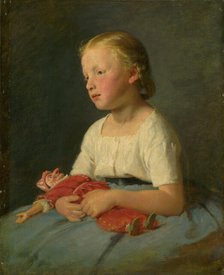 Little girl with a doll, 1863. Creator: Gyula Benczúr.
