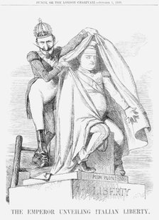 'The Emperor unveiling Italian Liberty', 1859. Creator: Unknown.