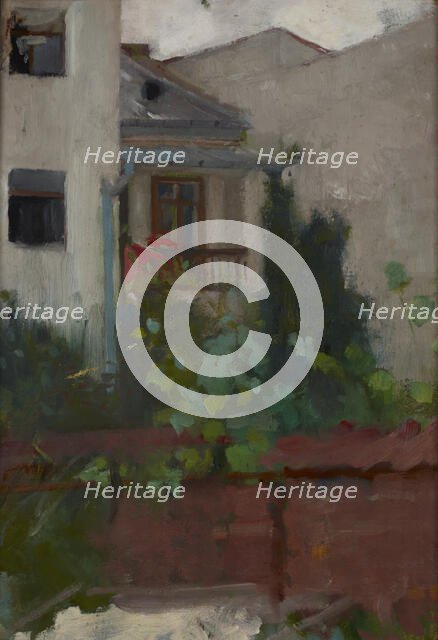 Architectural Landscape-View of a Yard-two-sided painting, c1885. Creator: Olga Boznanska.