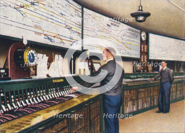 All-electric signal box, 1938. Artist: Unknown.