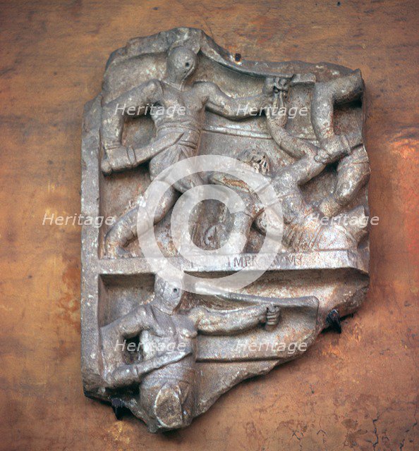 Roman relief of gladiators, c.3rd century. Artist: Unknown