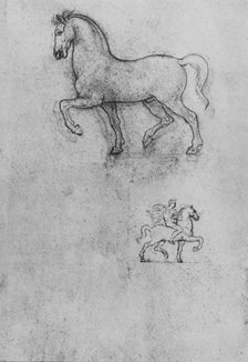 'Studies of a Horse and one of a Horse and Rider', c1480 (1945). Artist: Leonardo da Vinci.