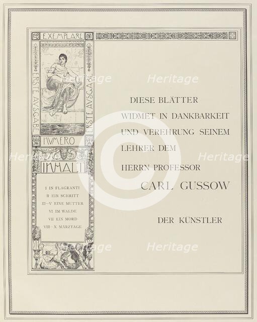 Dedication, 1883. Creator: Max Klinger.