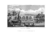 Kingston Bridge, London, 1829.Artist: J Rogers