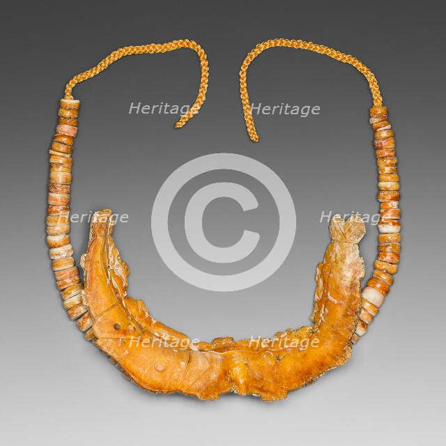 Necklace with a Pendant Depicting a Large Fish Eating a Smaller Fish, 200 B.C./A.D. 200. Creator: Unknown.