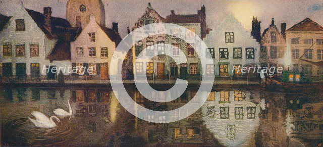 'Old Embankment at Bruges', c1890 Artist: Victor Olivier Gilsoul.