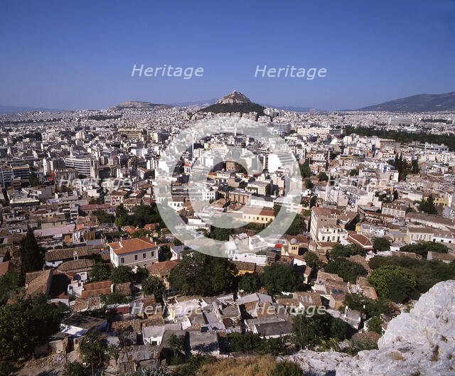 Athens and Mt Likavittos, Greece, 2018. Creator: Ethel Davies.