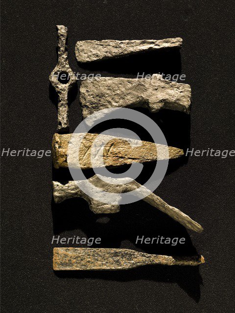 Roman carpentry and stoneworking tools, Corbridge Roman Town Museum, Northumberland, 2008. Artist: Historic England Staff Photographer.