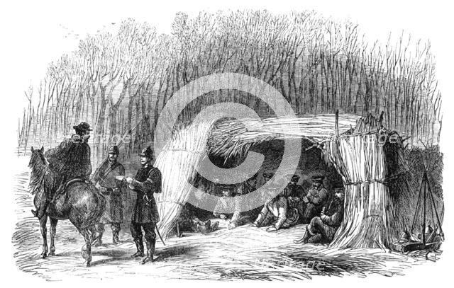 The War in Denmark: Prussian outpost at the corner of Büffel-Koppel Wood..., 1864. Creator: Unknown.