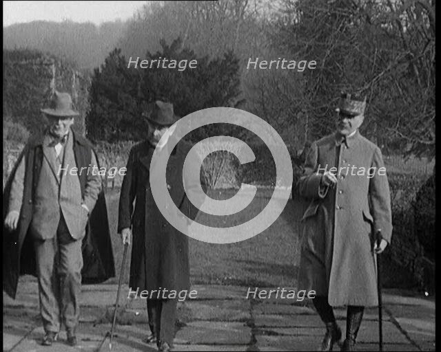 British Prime Minister David Lloyd George, French Prime Minister Aristide Briand, and..., 1921. Creator: British Pathe Ltd.