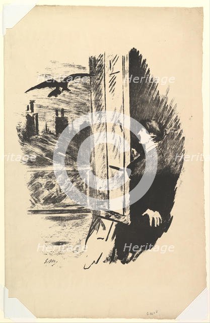 Open Here I Flung the Shutter. Illustration to The Raven by Edgar Allan Poe, 1875. Creator: Edouard Manet.