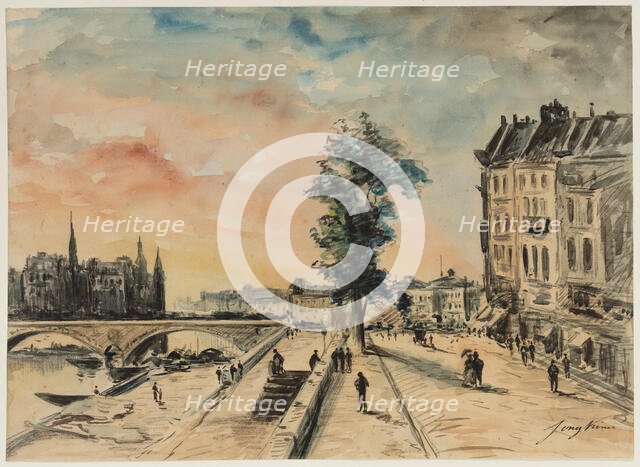 Quai on the Seine, Paris, c1920. Creator: School of Johan Barthold Jongkind.