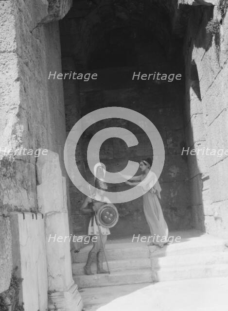 Kanellos dance group at ancient sites in Greece, 1929 Creator: Arnold Genthe.