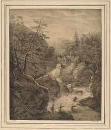Waterfall, 1820s. Creators: Kaspar Auer, Johann Jakob Dorner.