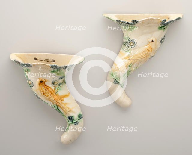 Pair of Wall Pockets, Staffordshire, 1770/80. Creator: Staffordshire Potteries.