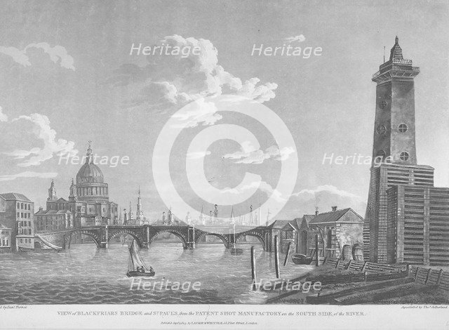 View of Blackfriars Bridge and St Paul's Cathedral, London, 1803. Artist: Daniel Turner