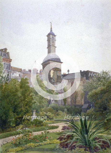 The tower of the Church of St Botolph, Aldersgate, City of London, 1886. Artist: John Crowther