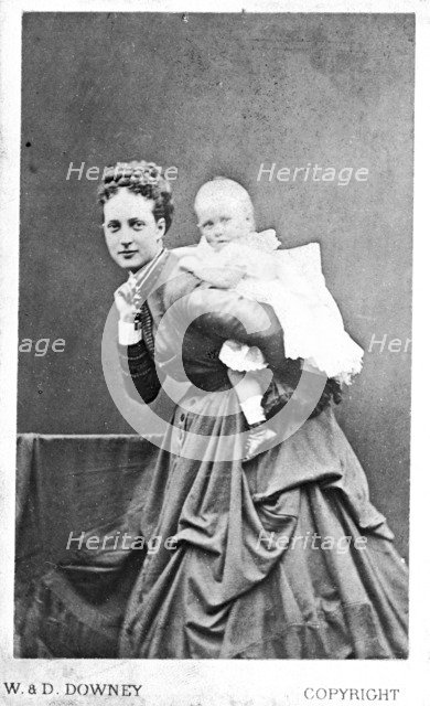 Princess of Wales and one of her sons possibly the future King George V, 1867-8. Artist: Unknown